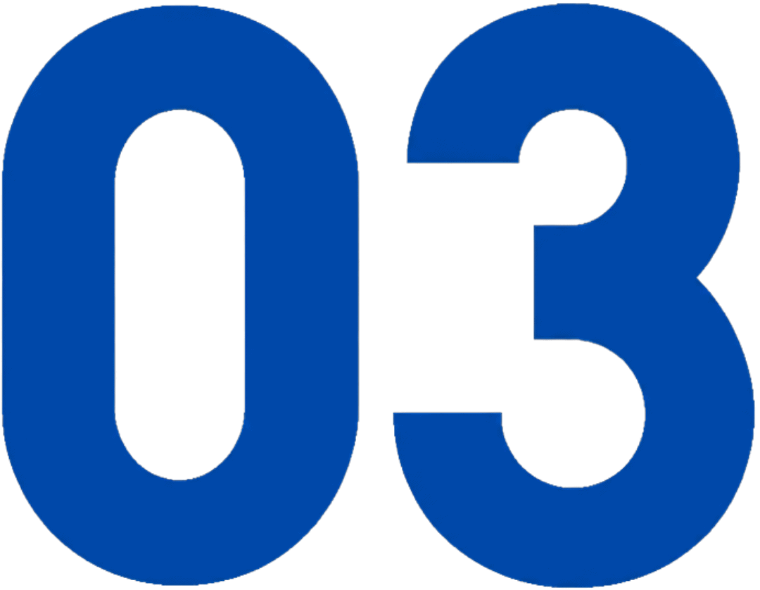 Large blue digits '03' on a black background (likely a countdown).