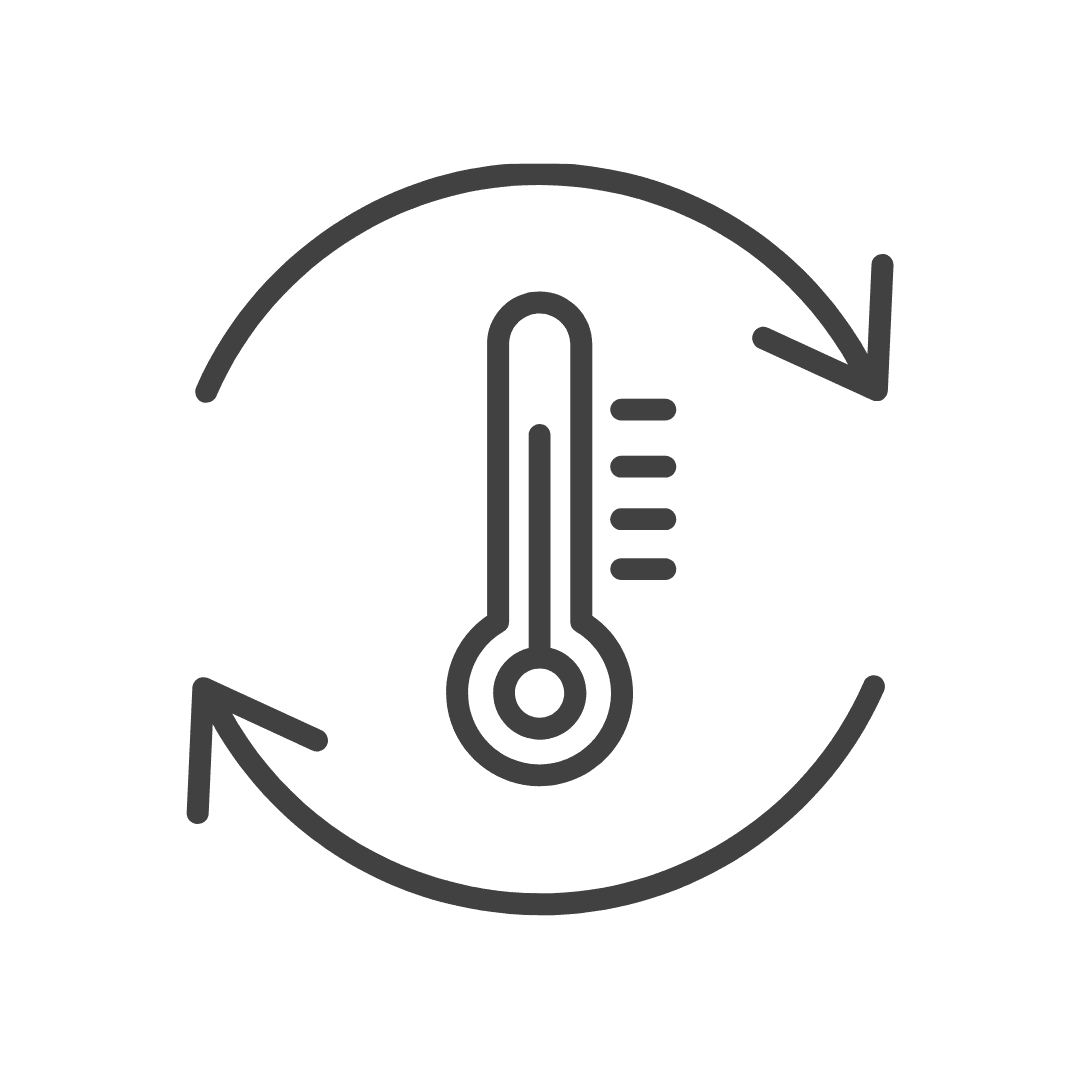 Thermometer inside a circular refresh icon, indicating automatic temperature update